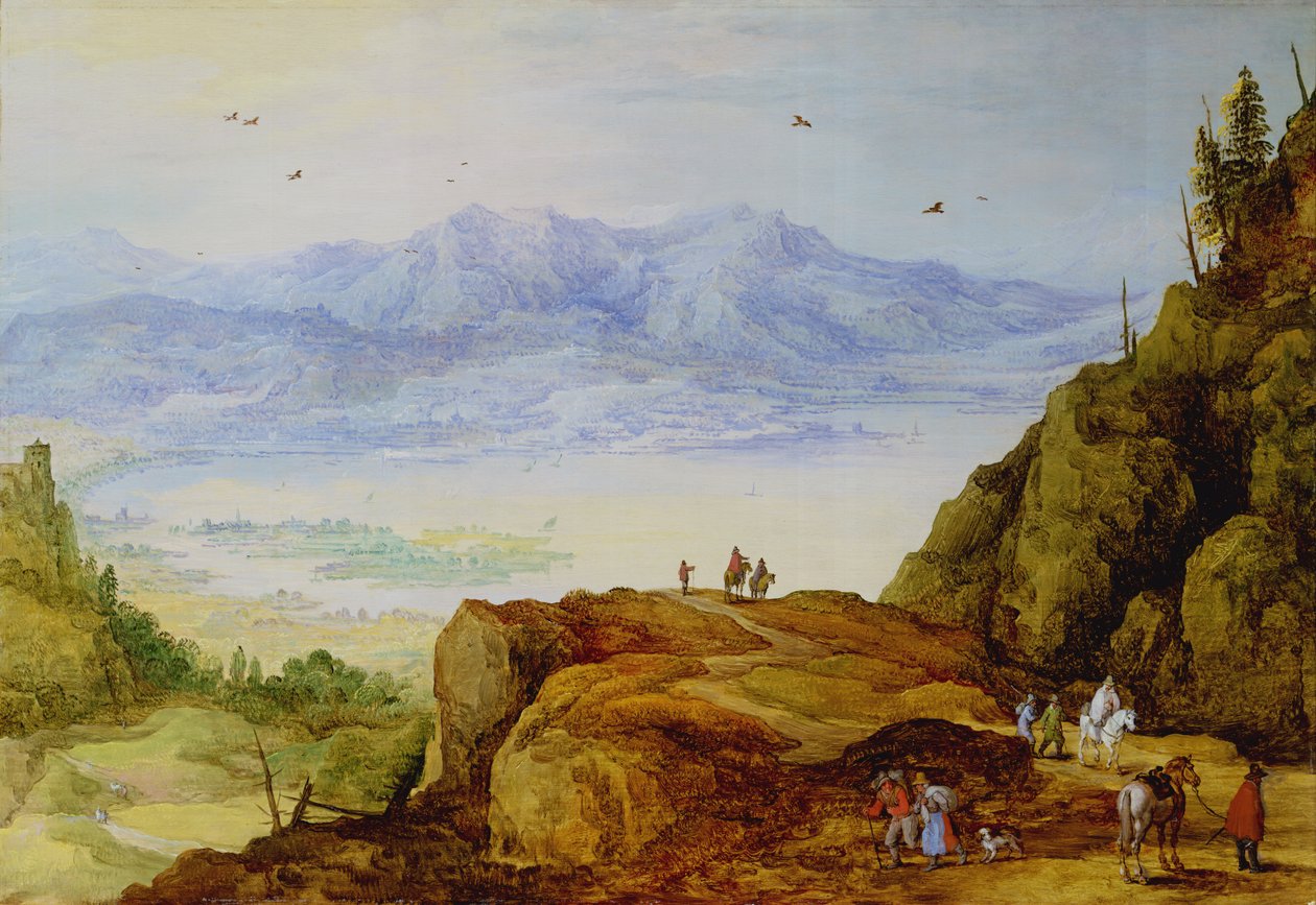 Ampio paesaggio montano con un lago da J. and Momper, J. de Brueghel