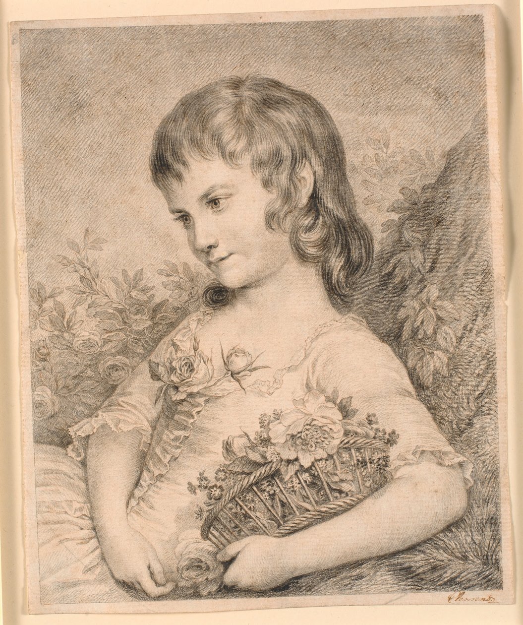 Bambina con un cesto di fiori (Octavie Diodati) da J.F. Clemens