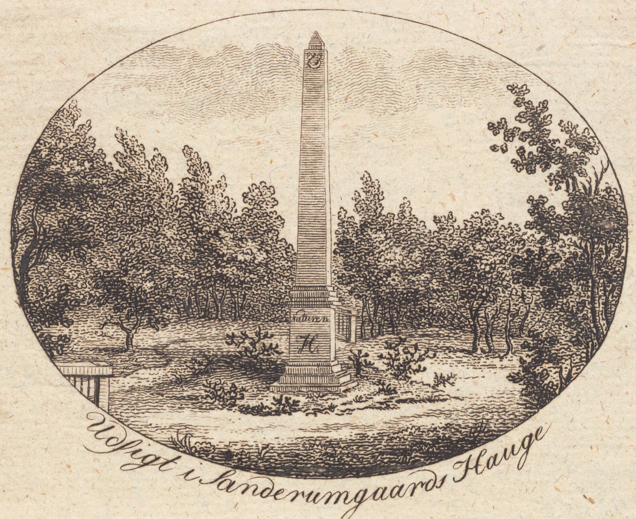 Vignetta. Vista nel giardino di Sanderumgaard da J.F. Clemens