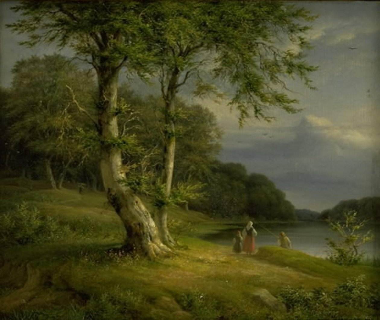 Paesaggio boscoso vicino al Lago Bagsværd da J.L. Lund