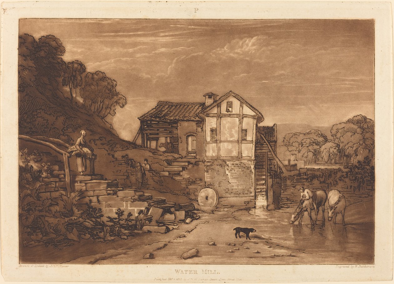 Mulino ad acqua, pubblicato 1812 da Joseph Mallord William Turner