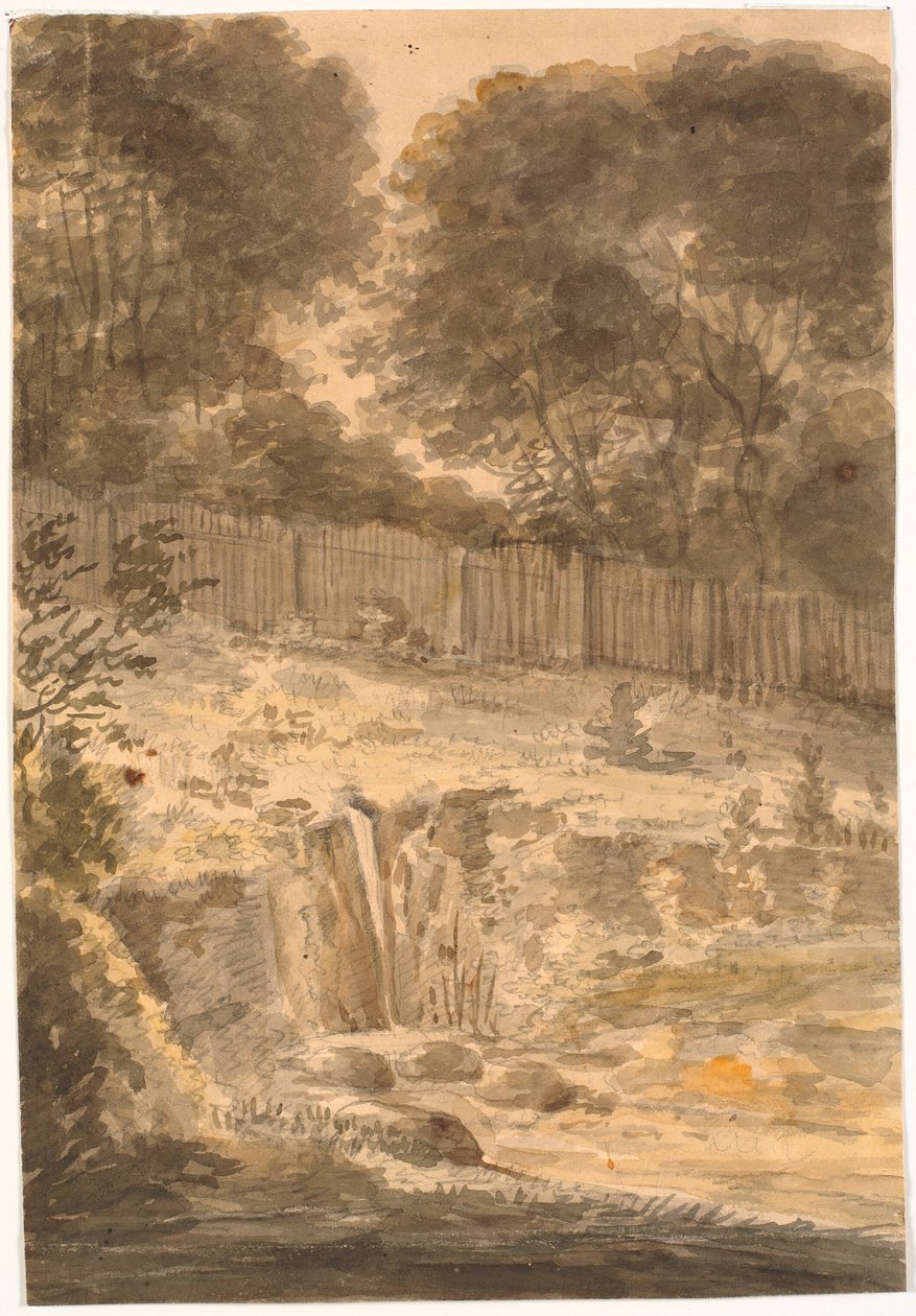 Pendio. Sullo sfondo alberi e staccionata da J.P. Møller