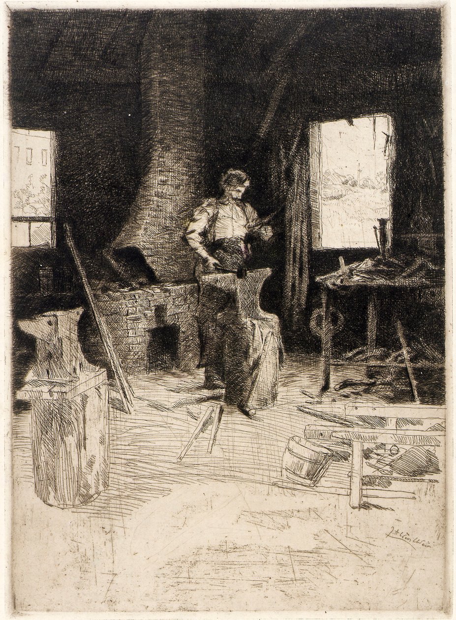 La bottega del fabbro da J. Alden Weir