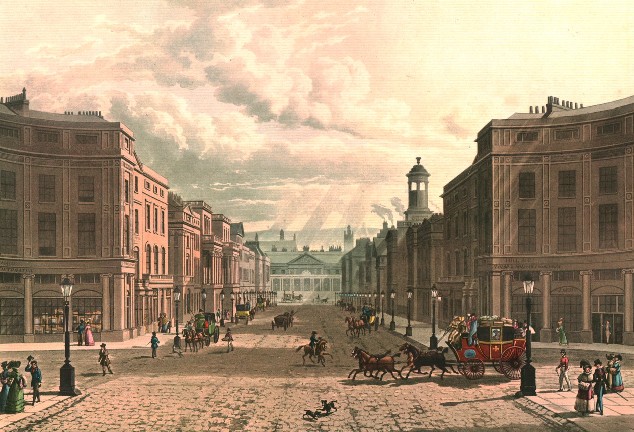 Regent Street da Piccadilly, c. 1822 da J Bluck