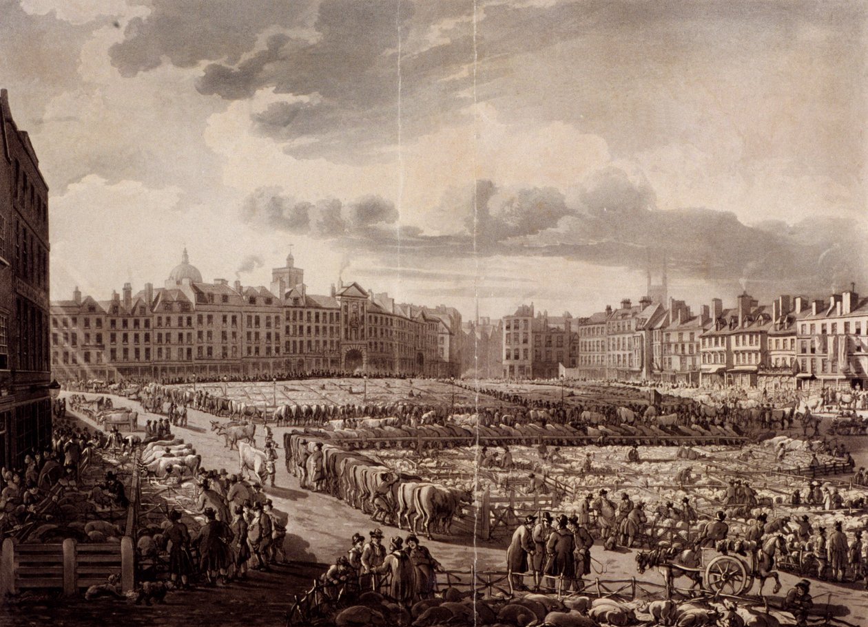 Mercato di Smithfield, Londra, 1811 da J Bluck