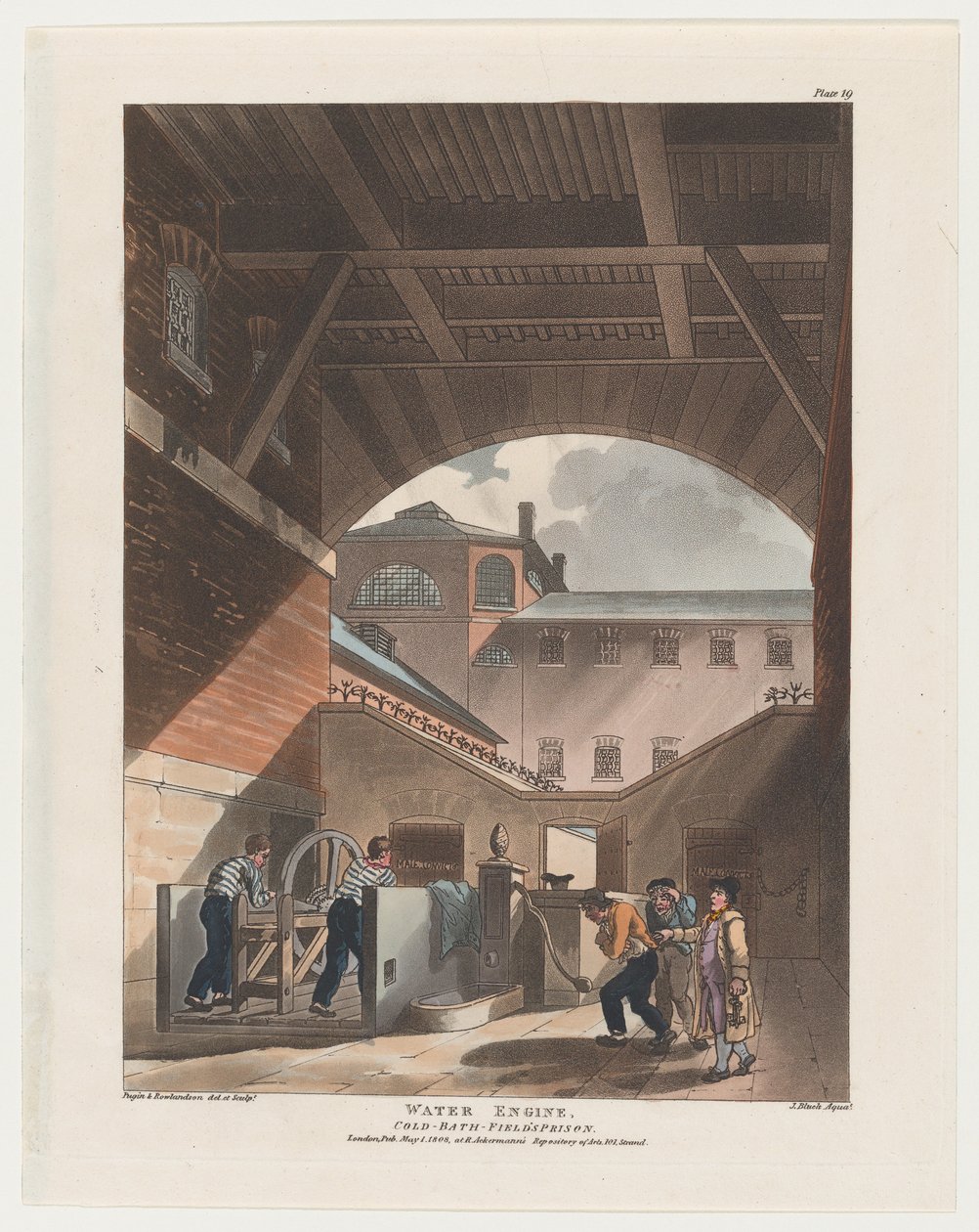Motore ad Acqua, Prigione di Cold-Bath Field, 1808 da J. Bluck