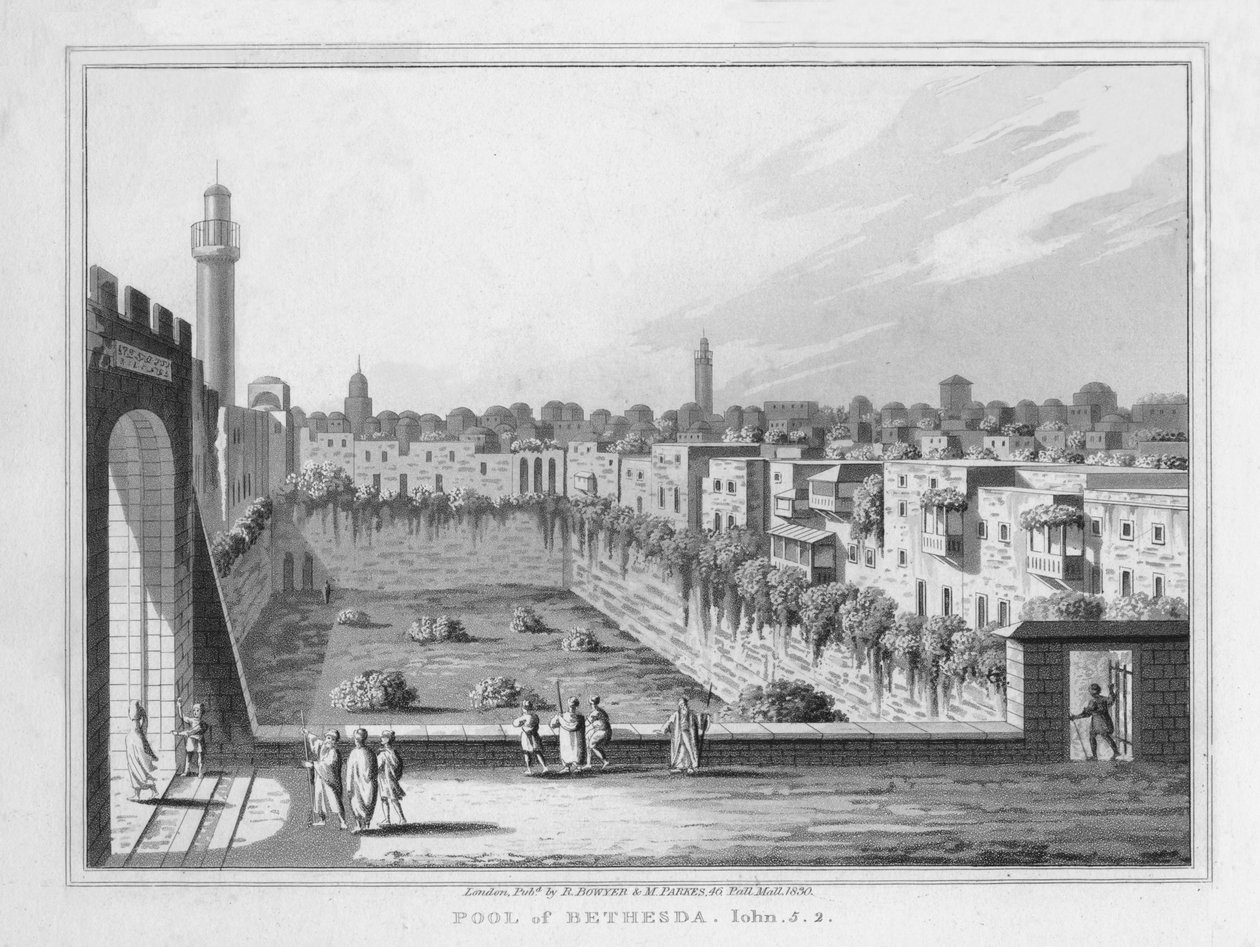 Piscina di Betesda. Giovanni. 5. 2., 1830 da J. Clarke