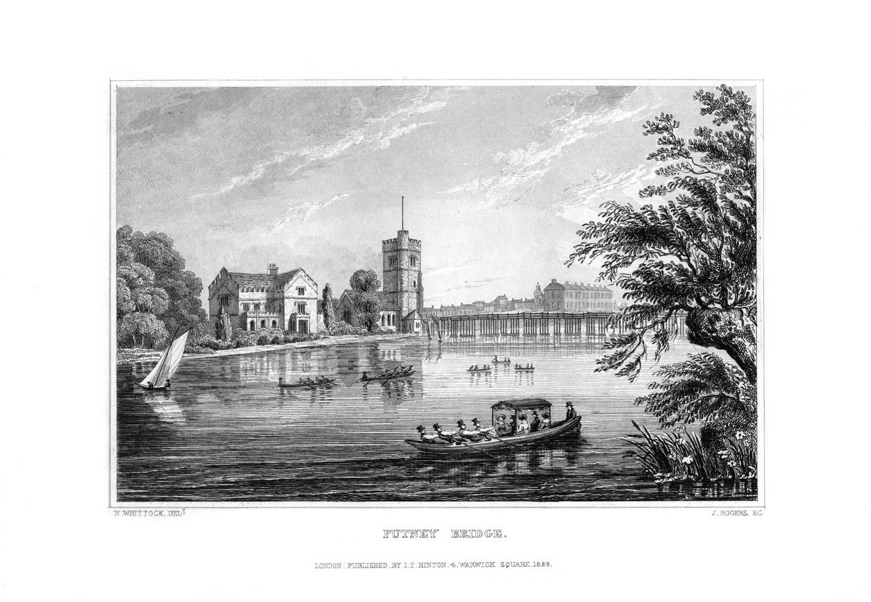Ponte di Putney, Londra, 1829 da J. Rogers
