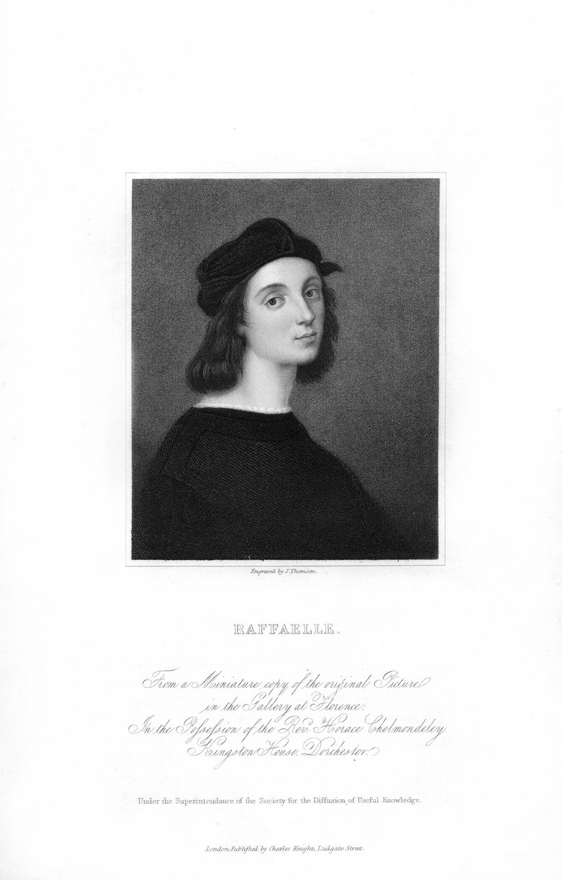 Raffaello, artista del Rinascimento italiano, c1836 da J. Thomson