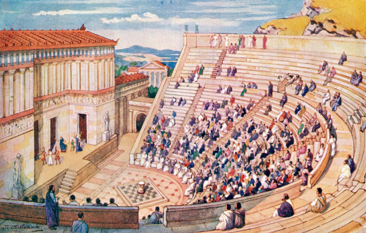 Cartolina raffigurante un anfiteatro, Impero romano (stampa) da J. Williamson