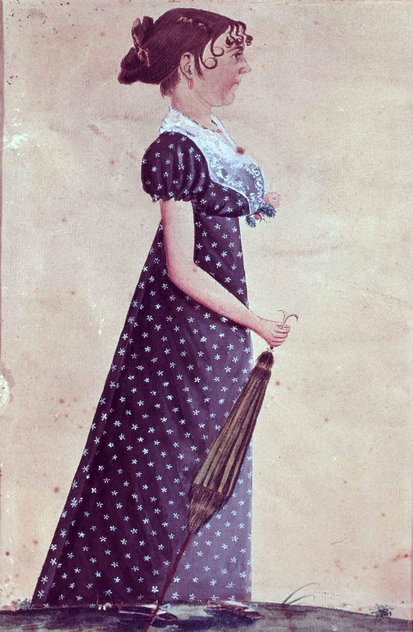 Ragazza con ombrello verde, c.1835 da Jacob Maentel