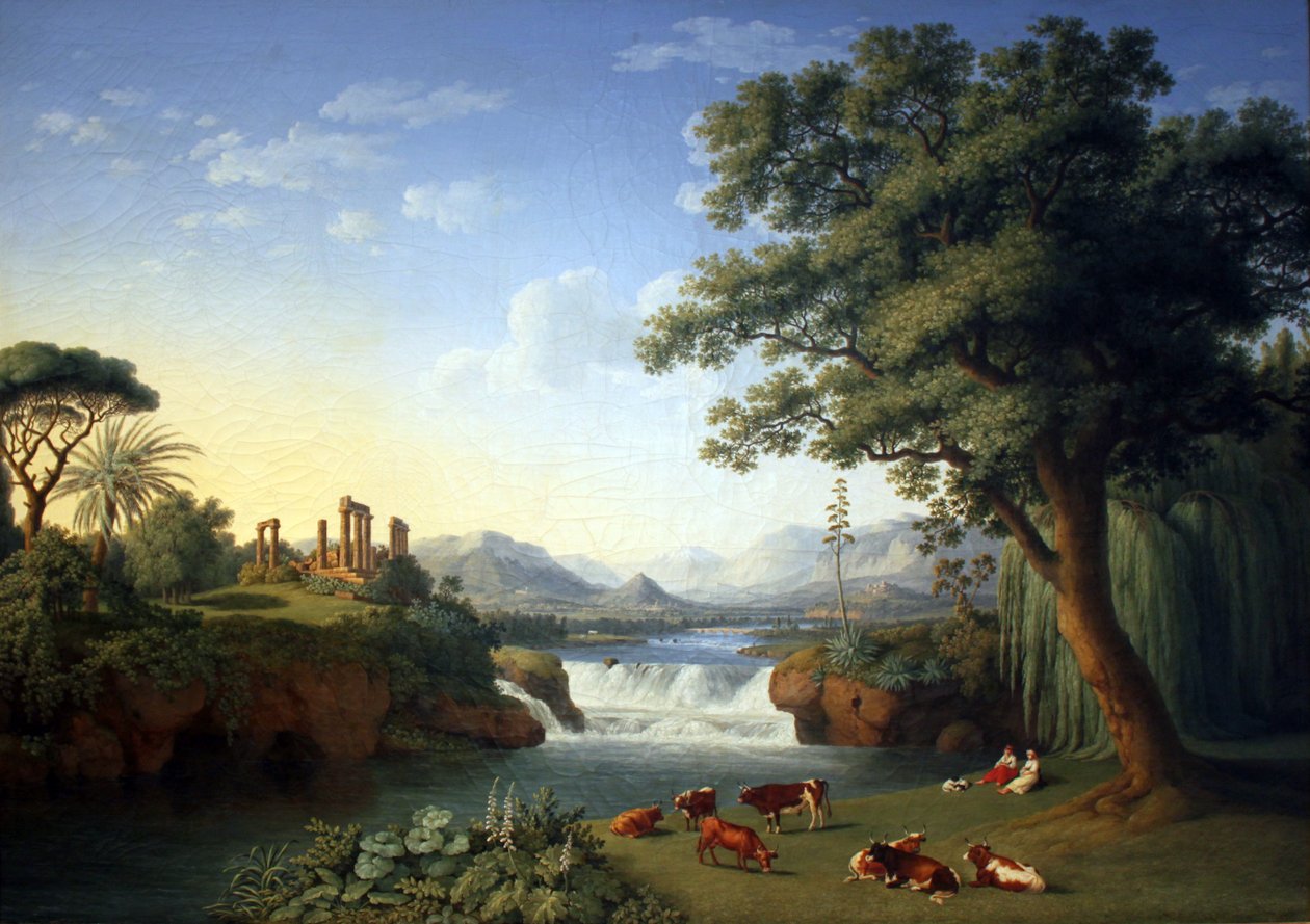 Paesaggio ideale con tempio di Giunone da Agrigento da Jacob Philippe Hackert
