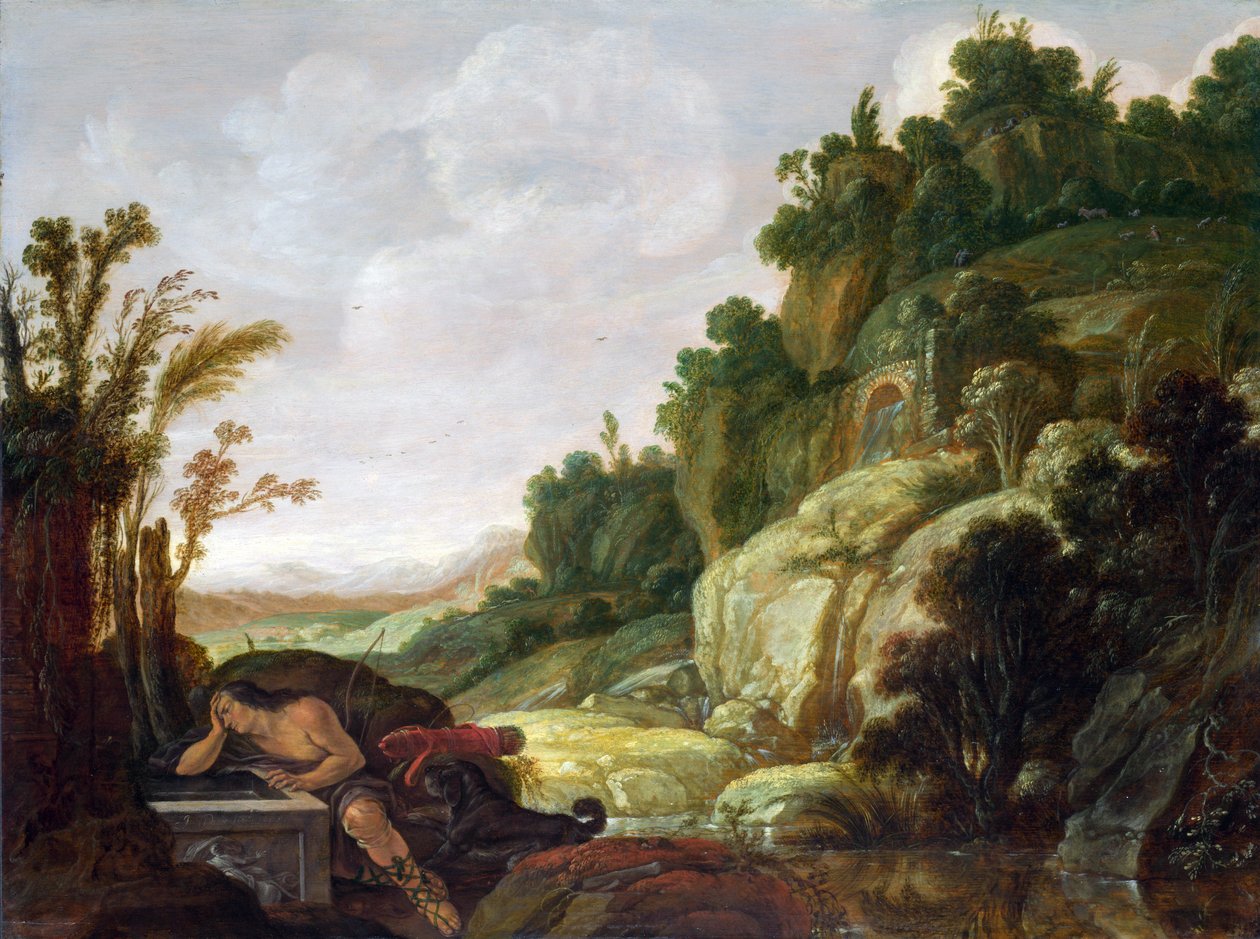 Paesaggio con Narciso alla fontana da Jacob Symonsz Pynas or Pinas