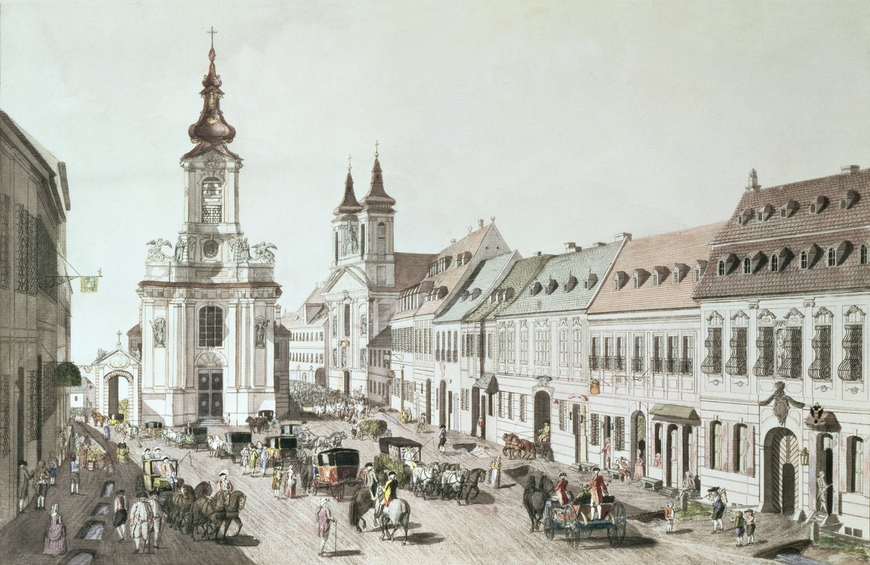 La chiesa parrocchiale e il cimitero di Fauxbourg, inciso dall