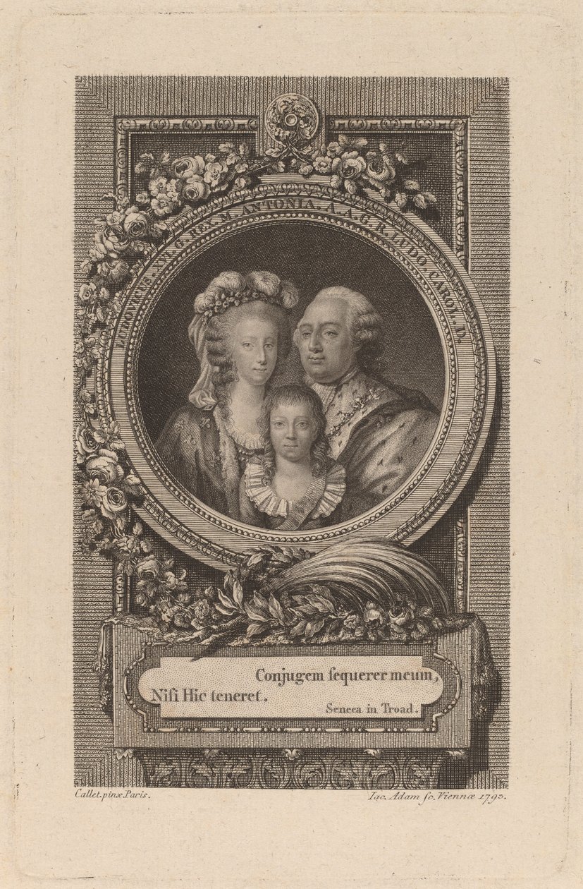 Luigi XVI, Maria Antonietta e Luigi Carlo, 1793 da Jacob Adam
