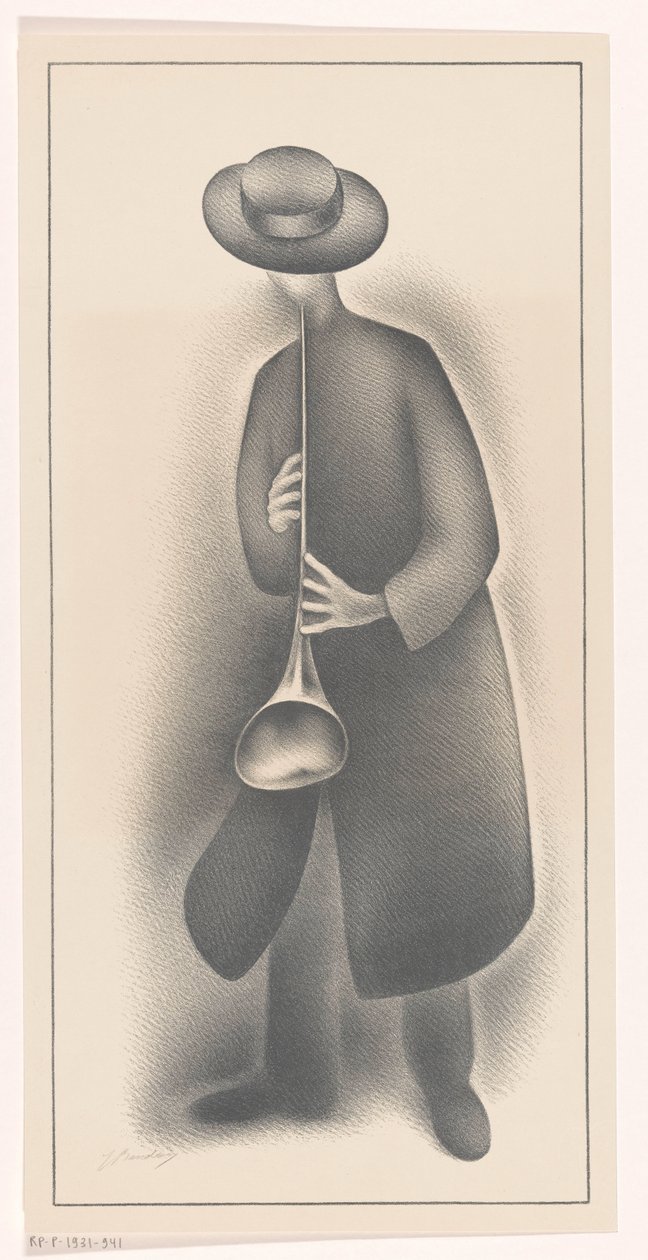 Musicista di strada con strumento a fiato da Jacob Bendien (signed by artist)