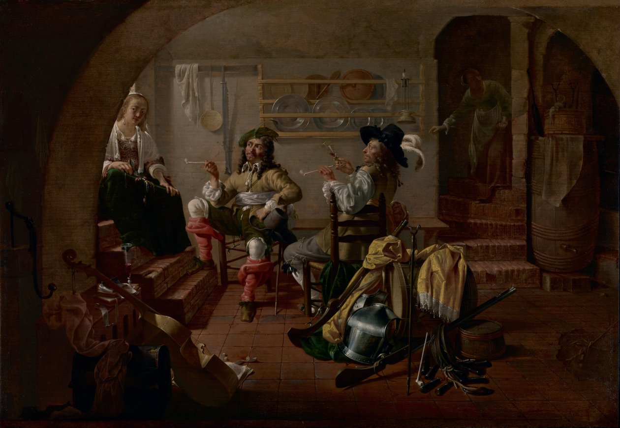 Interno con soldati e donne da Jacob Duck