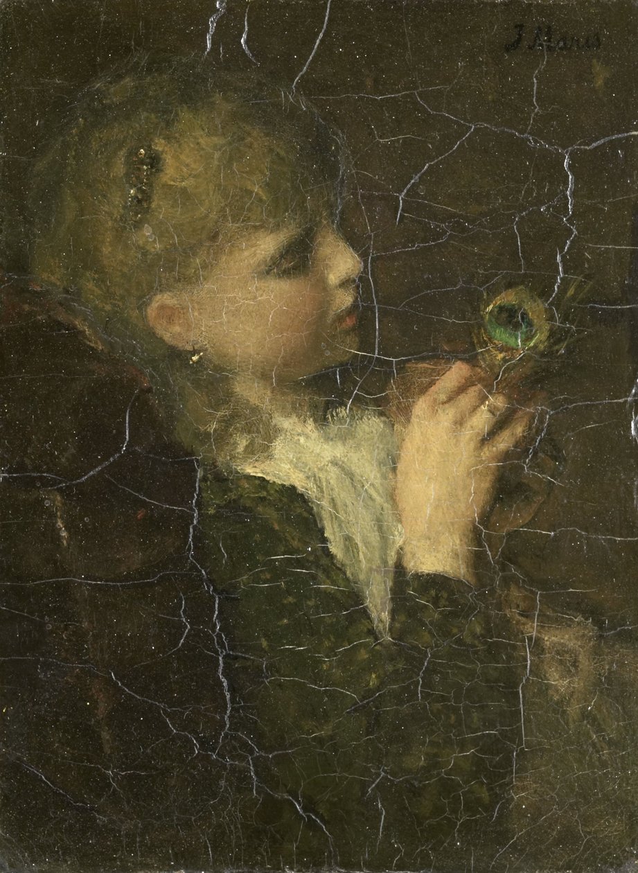 Ragazza con una piuma di pavone da Jacob Maris