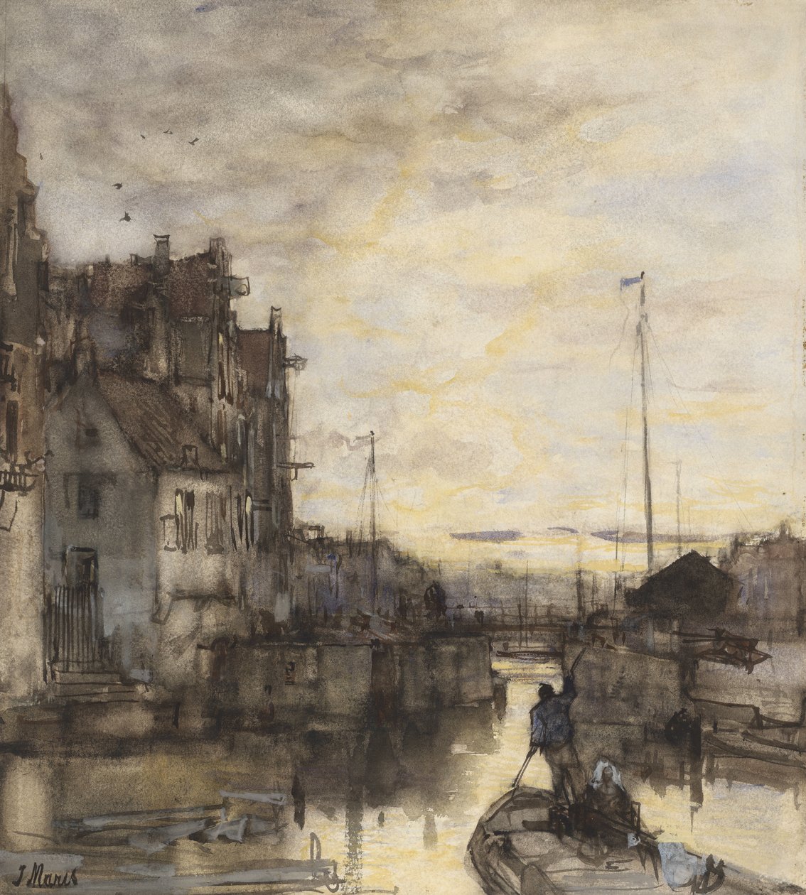 Veduta della città di sera da Jacob Maris