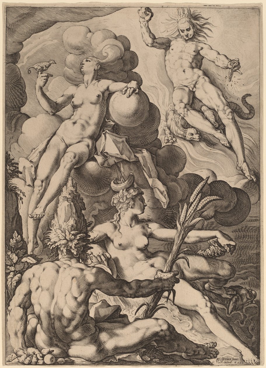 I quattro elementi da Jacob Matham after Hendrik Goltzius