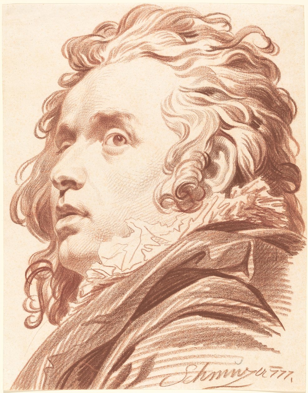 Giovane uomo con capelli fluenti da Jacob Matthias Schmutzer