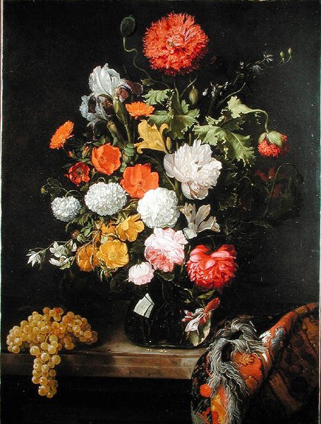 Natura morta di fiori e uva, c.1675 da Jacob Rootius