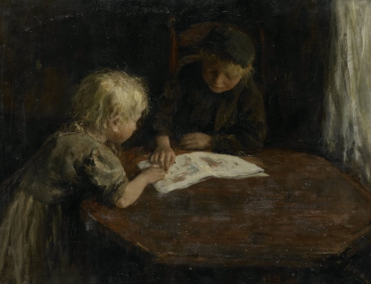 Bambini con un libro illustrato da Jacob Simon Hendrik Kever