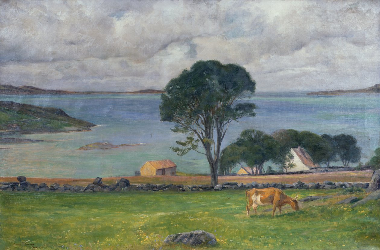 Mucche nel paesaggio da Jacob Sømme