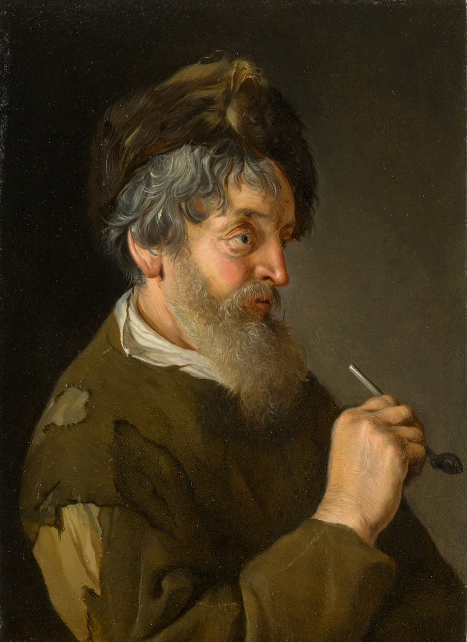Un uomo barbuto che tiene una pipa da Jacob Toorenvliet