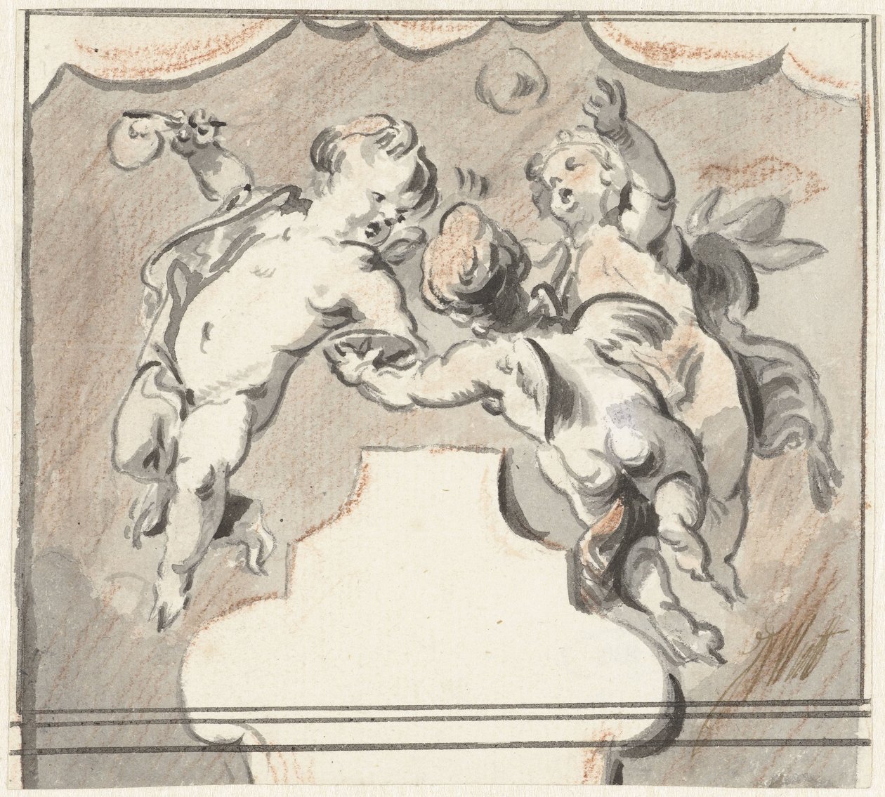 Tre putti fluttuanti da Jacob de Wit