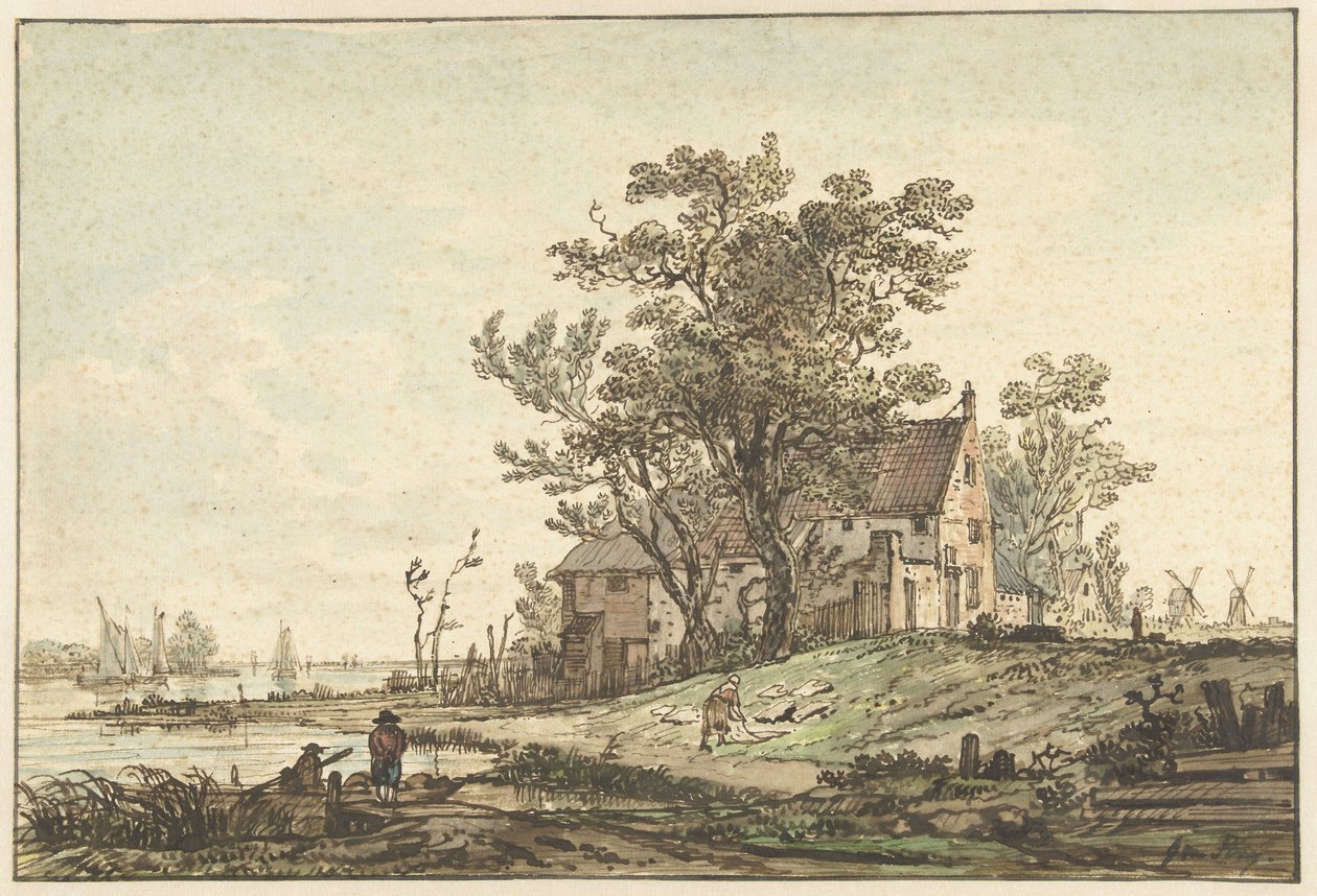 Vecchia fattoria lungo un fiume da Jacob van Strij