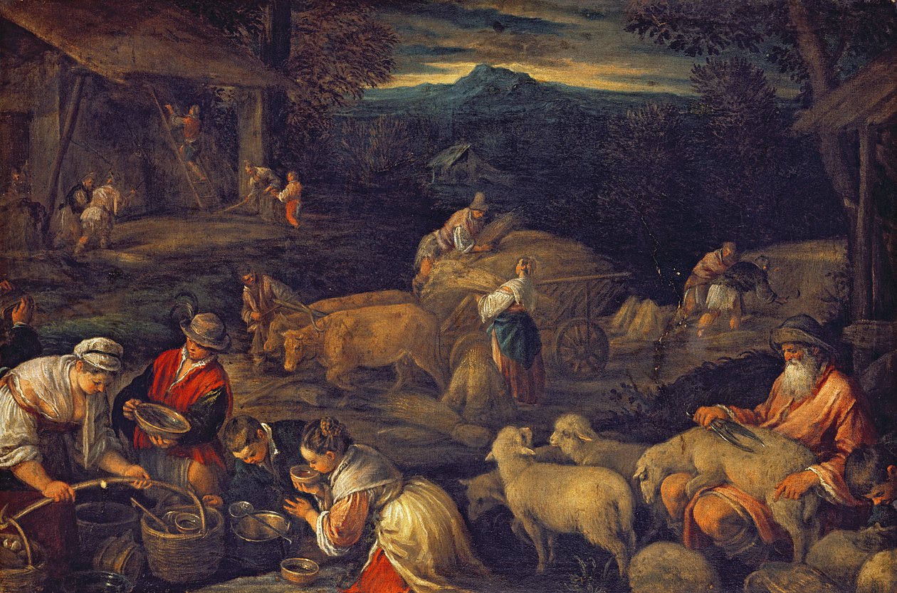 Interno di una fattoria o tosatura delle pecore da Jacopo Bassano