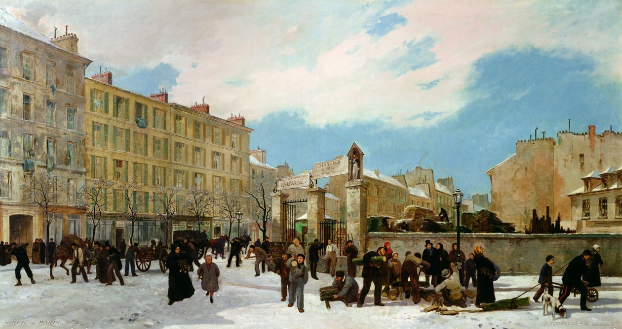 Assedio di Parigi. Un cortile per la legna da ardere, Boulevard de Montparnasse, gennaio 1871 da Jacques Guiaud