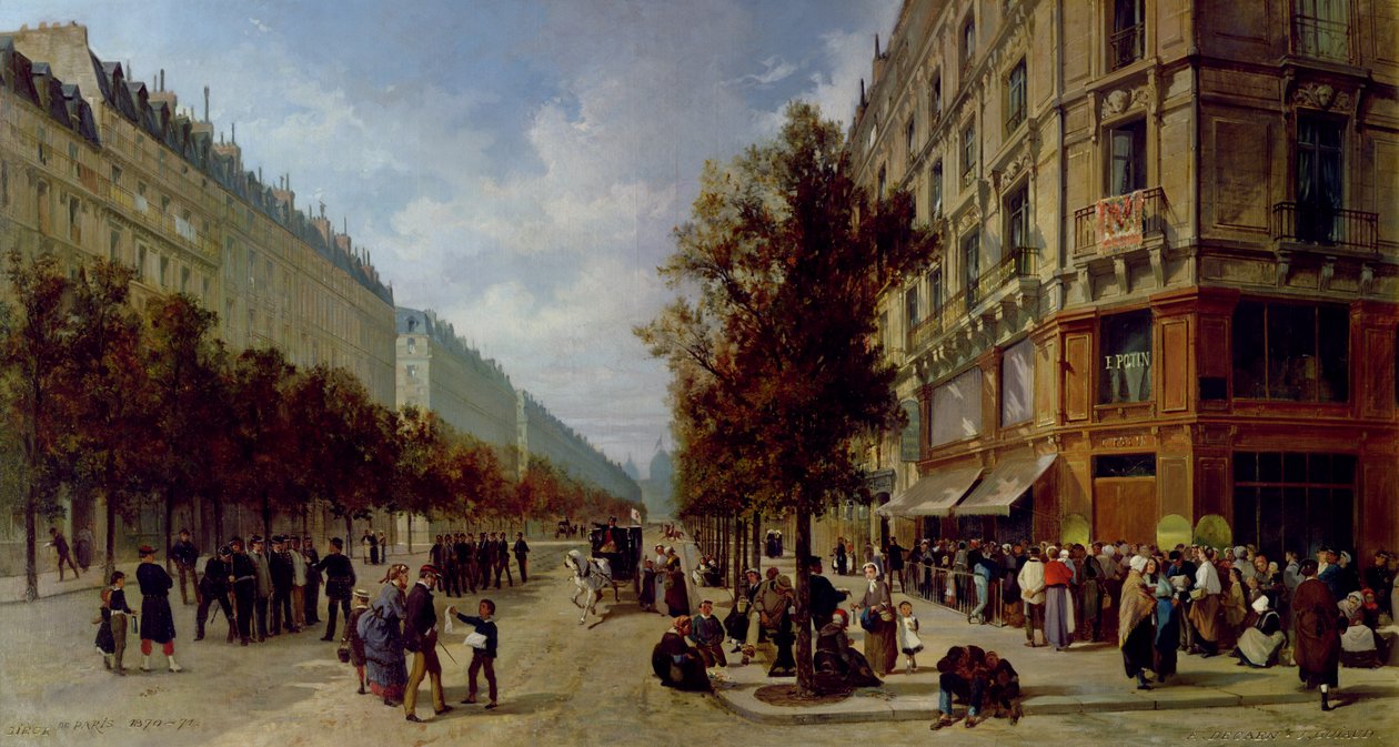 Assedio di Parigi. In coda alla porta di un negozio di alimentari, 1870 da Jacques Guiaud