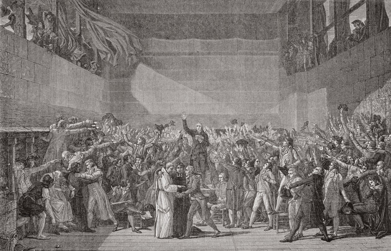 Giuramento della Pallacorda, 20 giugno 1789, Rivoluzione Francese da Jacques Louis David