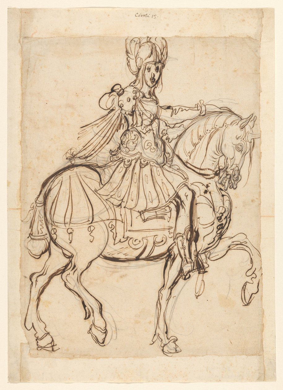 Condottiero a cavallo, verso destra da Jacques Bellange