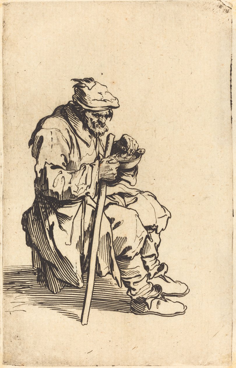 Mendicante che mangia, c.1622 da Jacques Callot