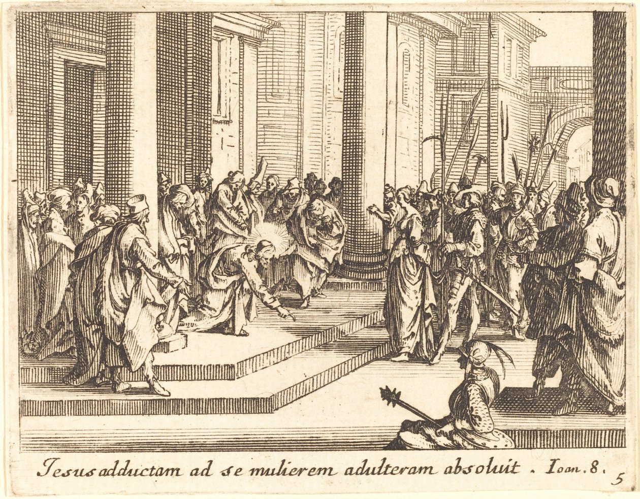 Cristo e la donna adultera da Jacques Callot