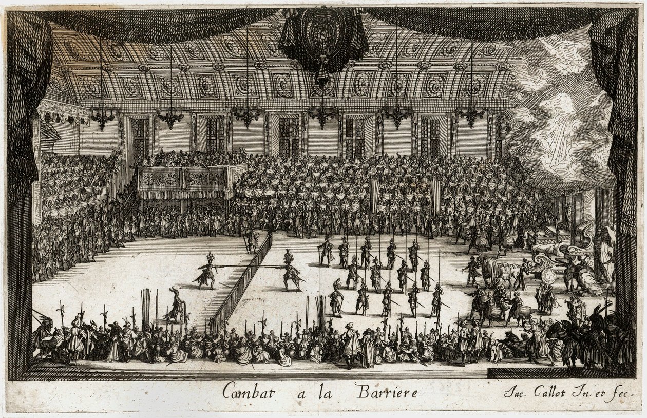 Combattimento alla barriera: il torneo ... (incisione) da Jacques Callot