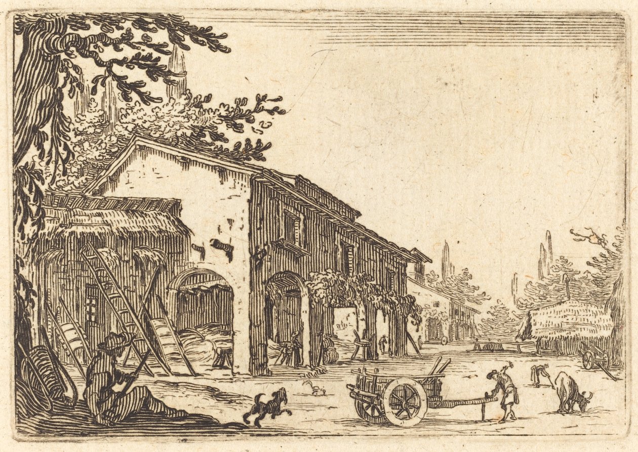 Cortile di una fattoria da Jacques Callot