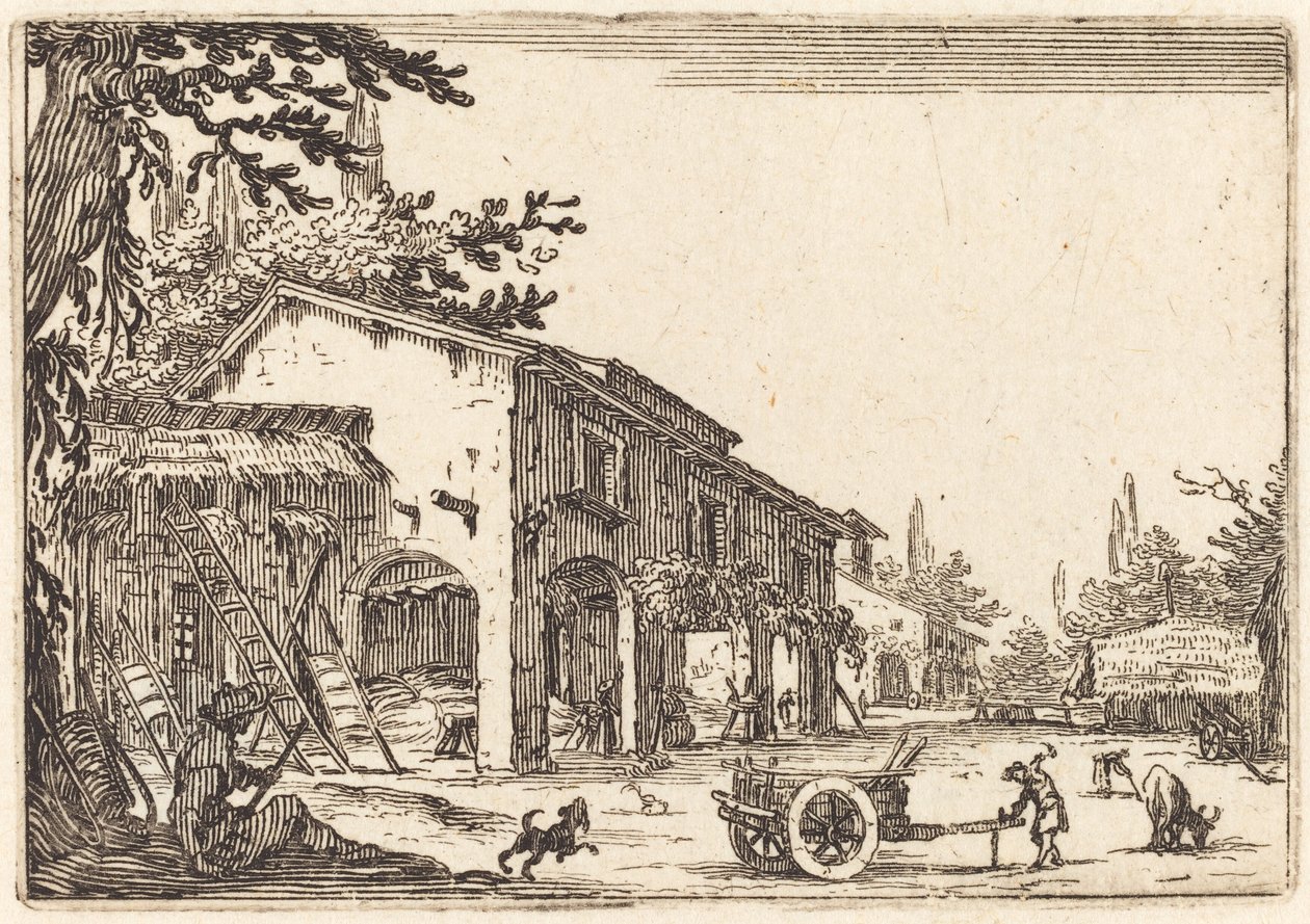 Cortile di una fattoria, c. 1622 da Jacques Callot