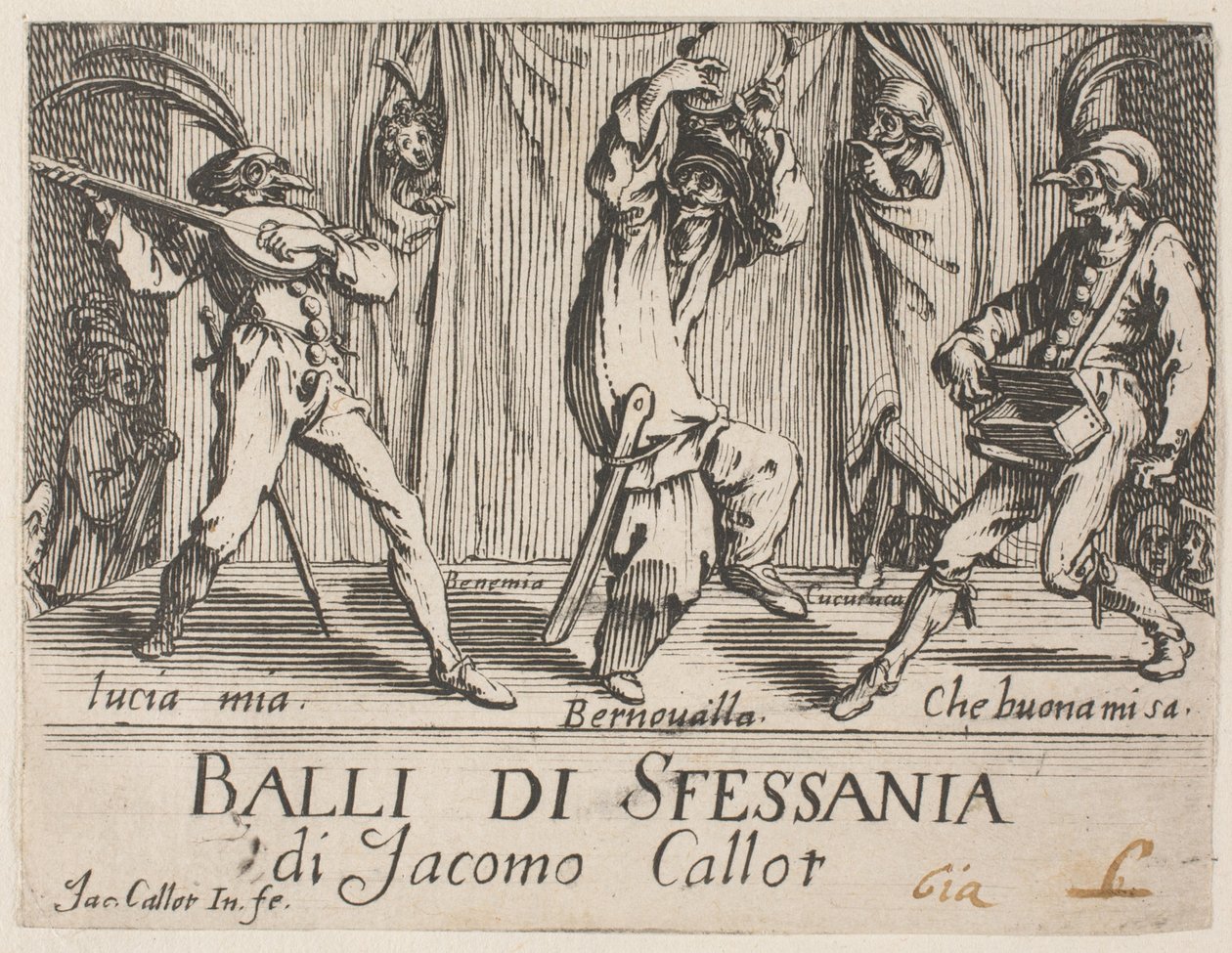Frontespizio, da Balli di Sfessania da Jacques Callot