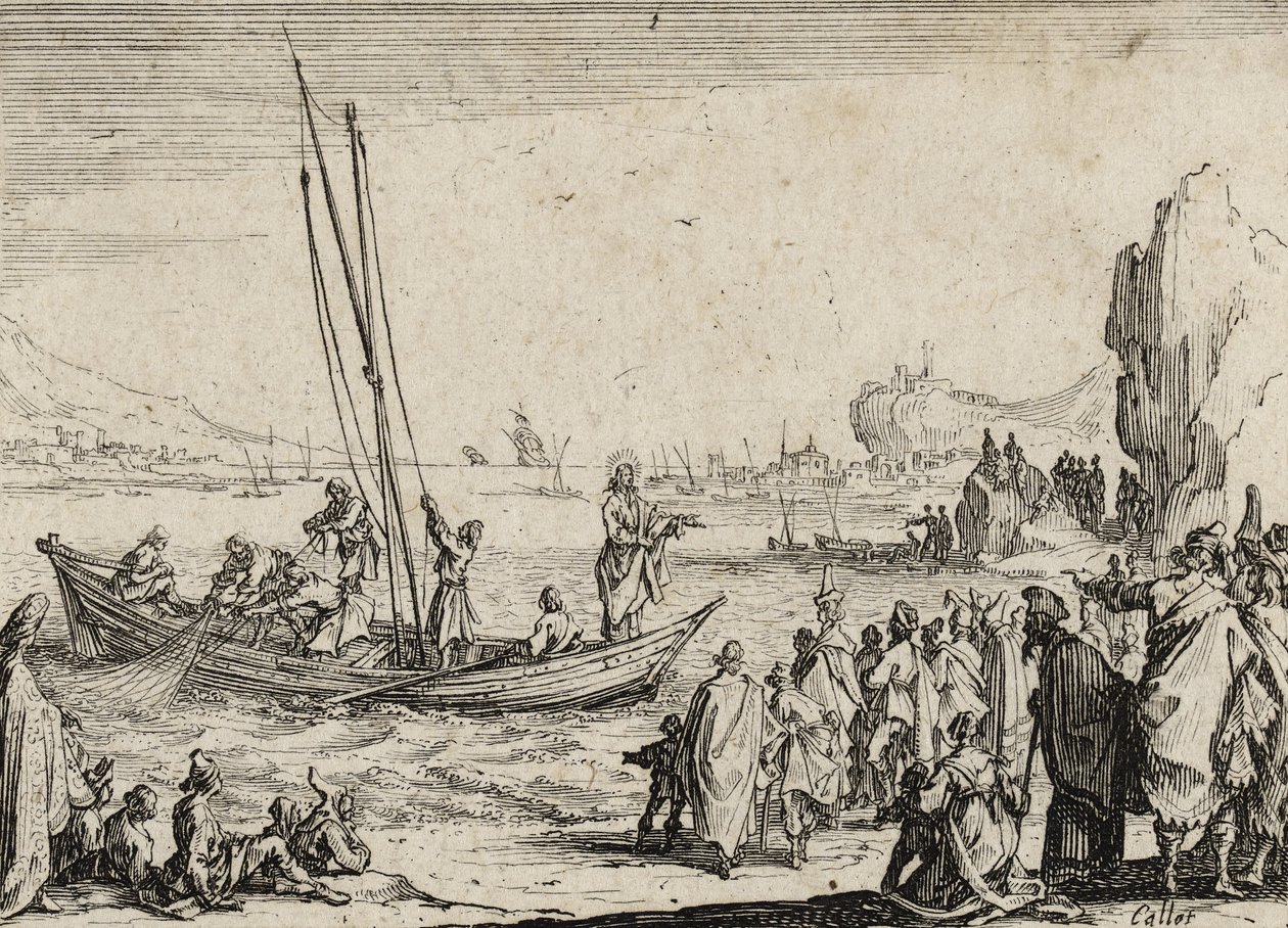 Gesù che predica sul mare, 1635 da Jacques Callot