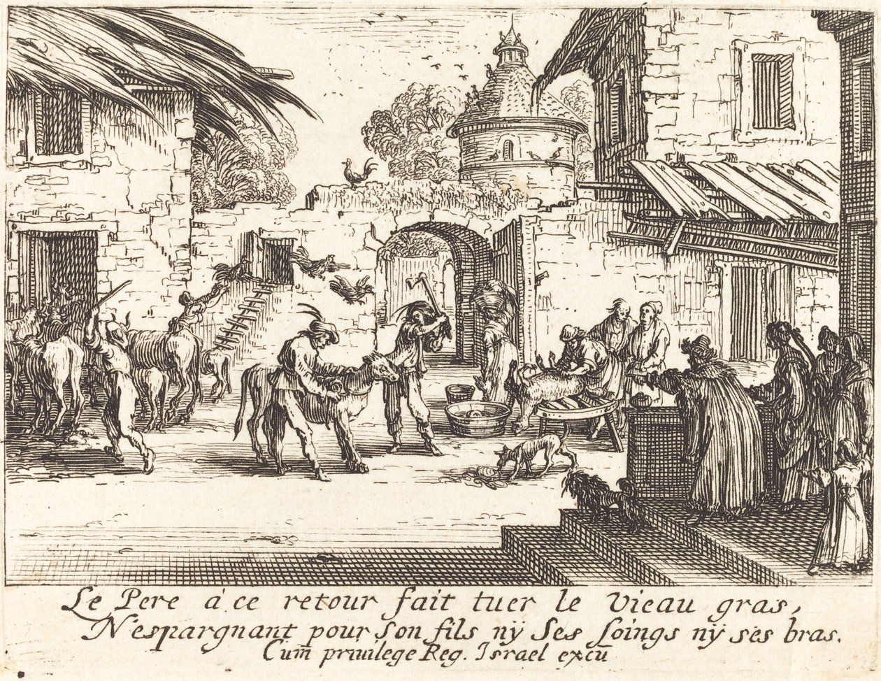 Uccisione del vitello grasso da Jacques Callot