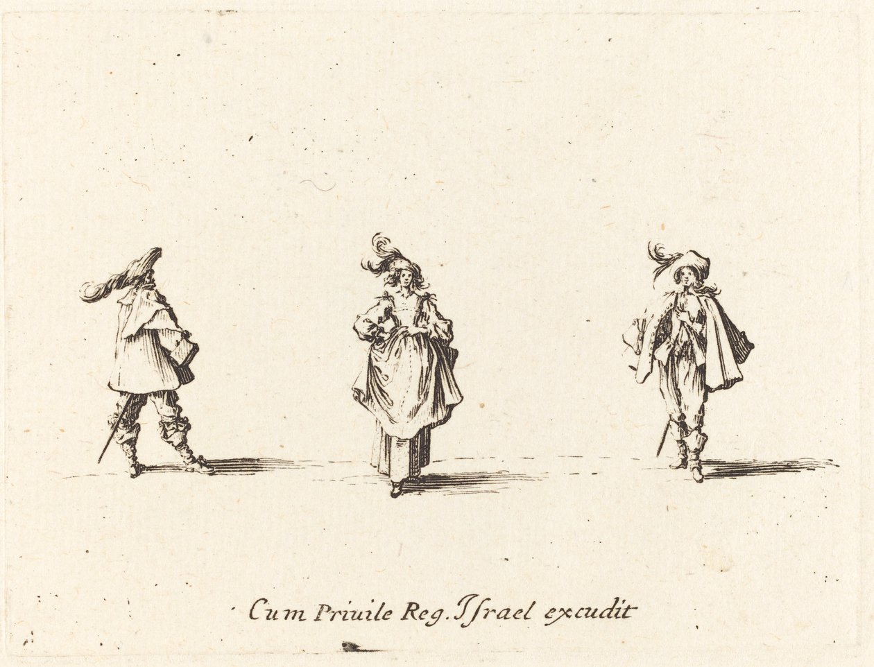 Signora con piume e due gentiluomini da Jacques Callot