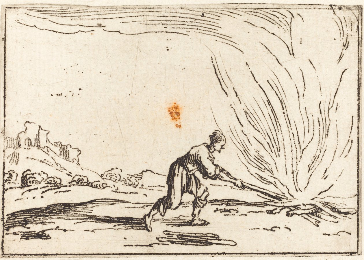 Uomo che assiste a un incendio da Jacques Callot