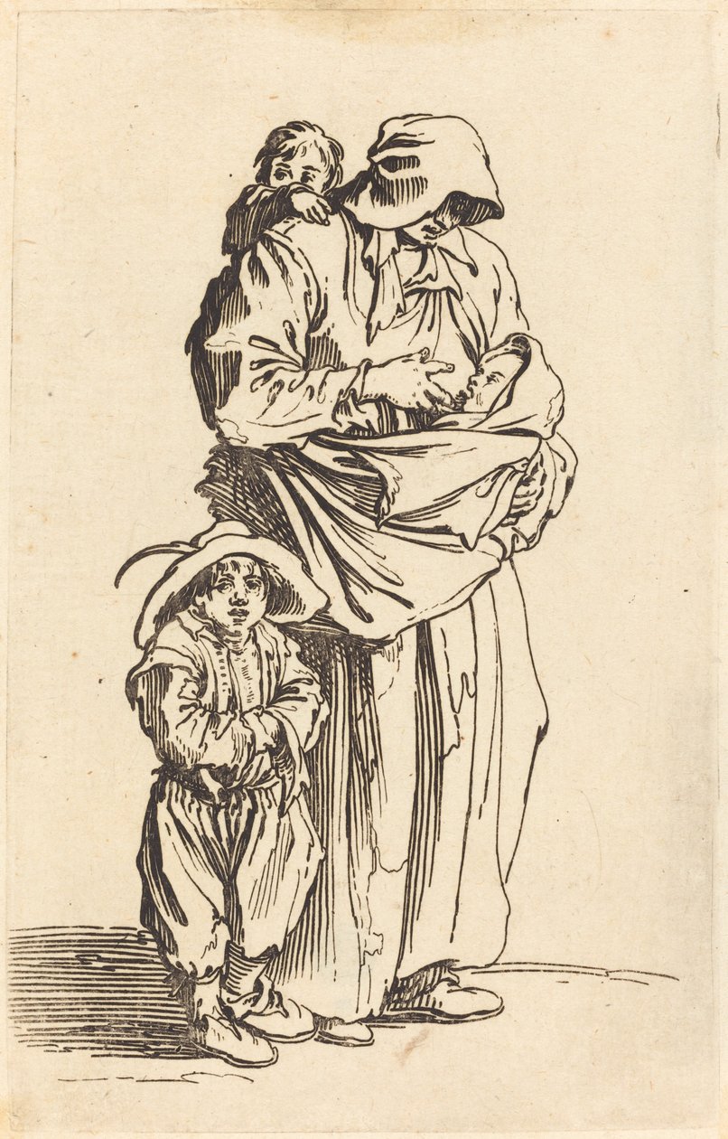 Madre e tre bambini da Jacques Callot