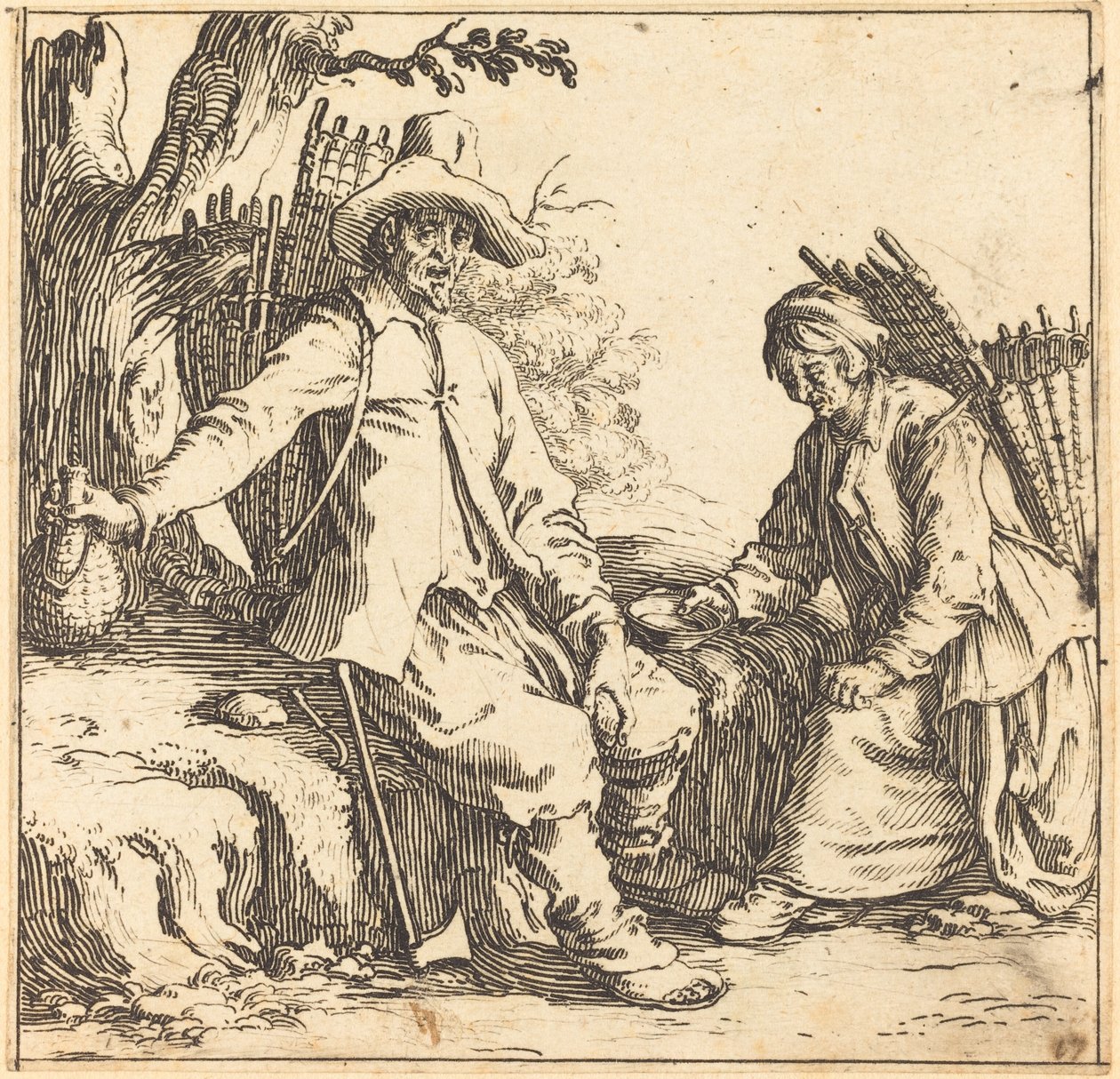 Coppia di contadini a riposo da Jacques Callot