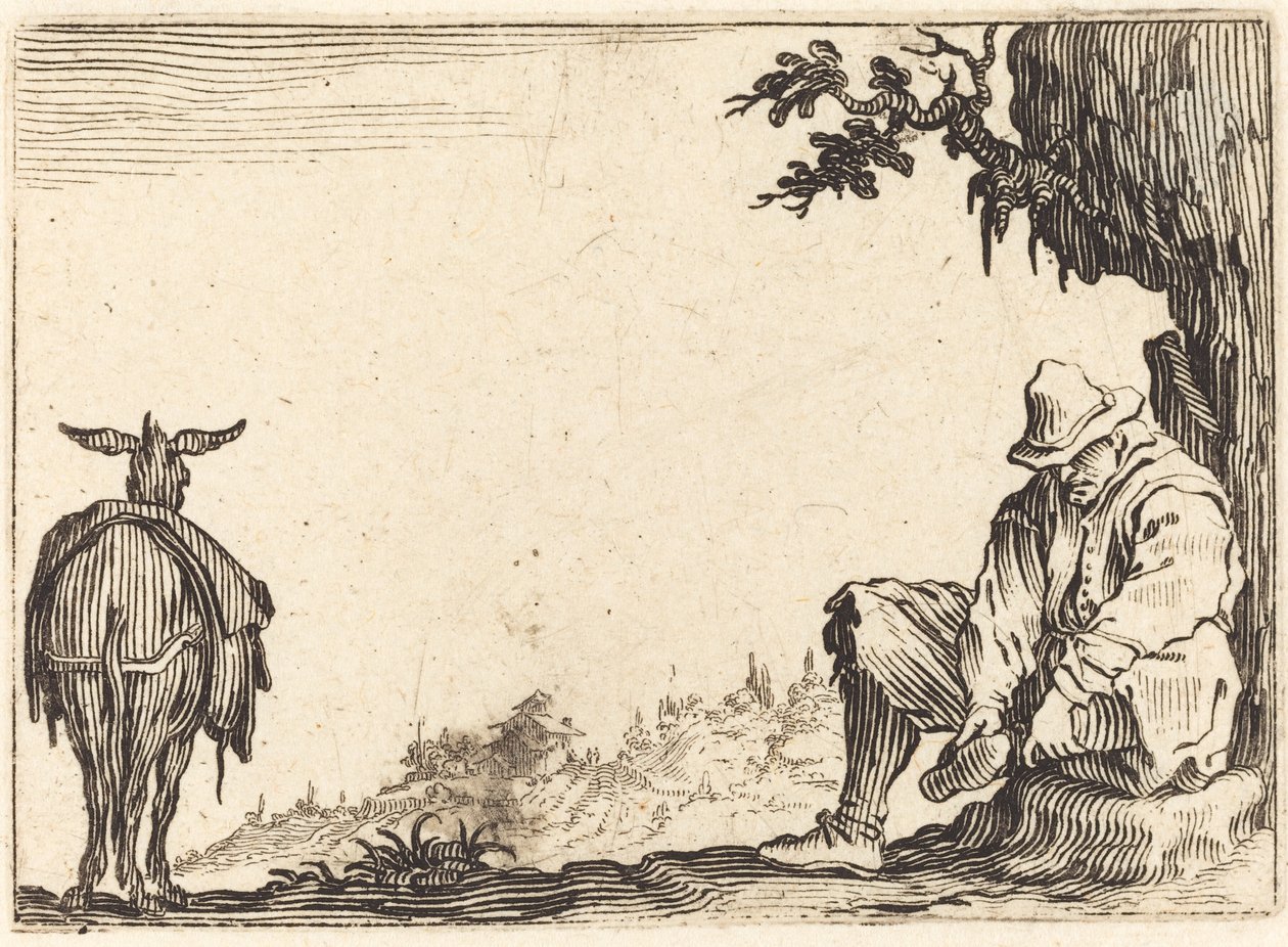 Contadino che si toglie la scarpa da Jacques Callot