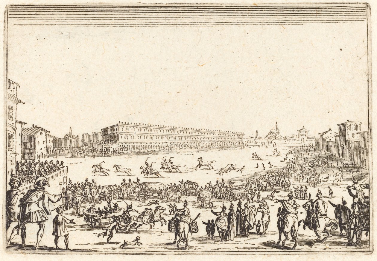 Piazza Santa Croce, Firenze, c. 1622 da Jacques Callot